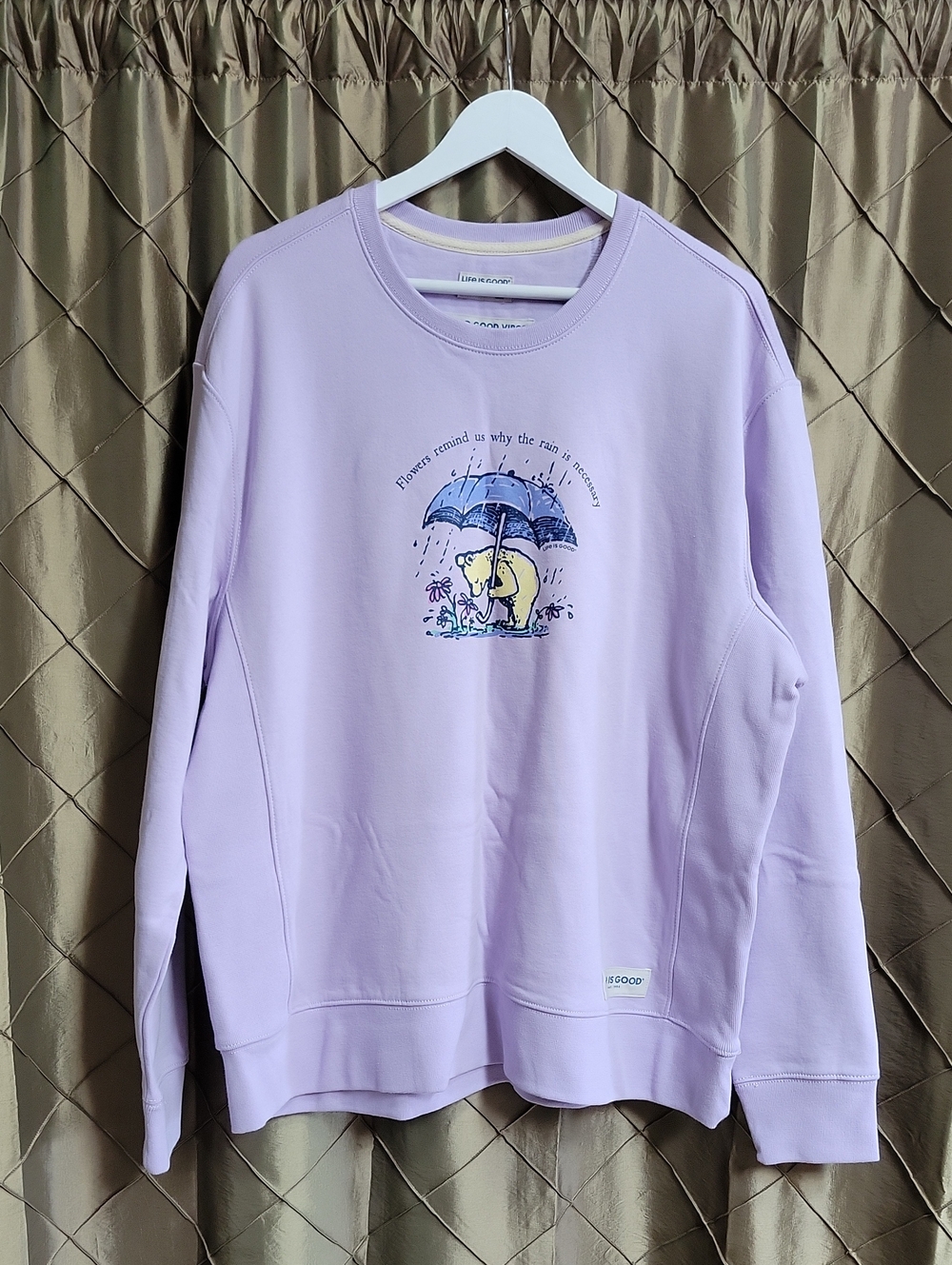 EUC- Life is Good ‘Flowers Remind Us…’ 100% Cotton Crew Neck Sweatshirt